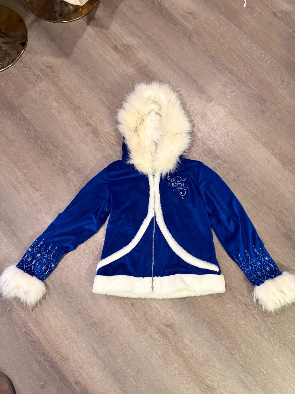 Disney Blue Hooded Ski Jacket with White Faux-Fur Trim